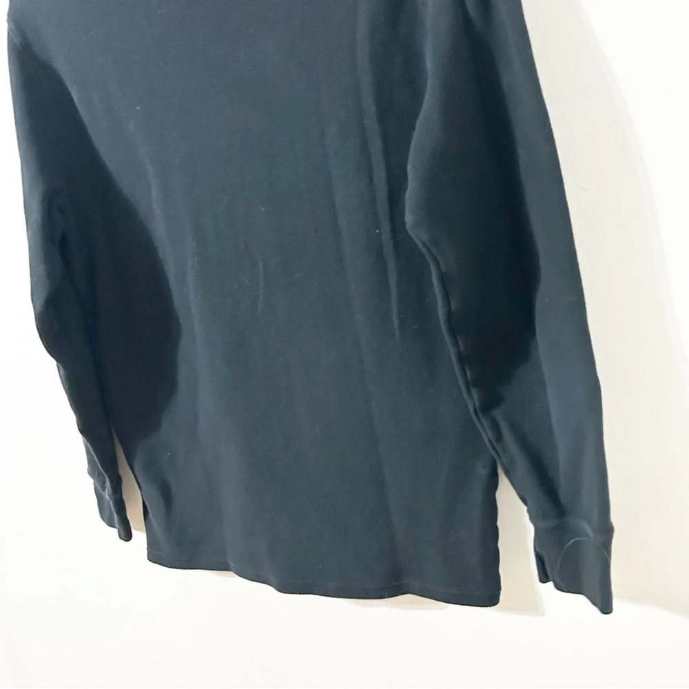 Polo Ralph Lauren Sleepwear Black Waffle Knit Long Sleeve Tee Gold Logo Accent